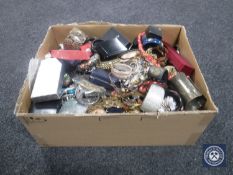 A box of large quantity of assorted costume jewellery