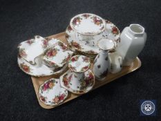 Twelve pieces of Royal Albert Old Country Roses tea china,