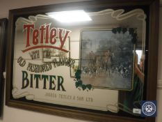 An advertising mirror : Tetley, 90 cm x 64 cm.