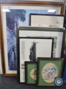 Nine assorted framed pictures including Robert Olley print 'The Friendly',