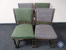 Four upholstered oak pub style chairs