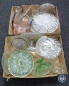 Two boxes of assorted glass ware including comports,