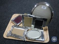 Eight various silver plated photograph frames and a pewter Art Nouveau style frame (9)