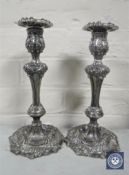 A good pair of George IV silver candlesticks, John Watson, Sheffield 1821,