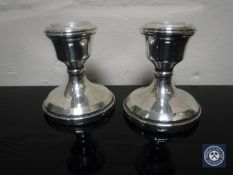 A pair of silver dwarf candlesticks, height 6.