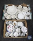 Two boxes of assorted tea china and dinner ware including a 1960's/70's Swedish Upsala Ekeby Sylvia