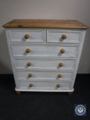 A painted pine six drawer chest