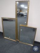 Three gilt framed mirrors