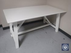 A white refectory dining table