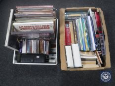 Two boxes of assorted books, LP's,