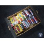 A box containing boxed 20th century die cast vehicles including Dinky,