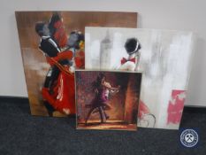Three pictures depicting dancers