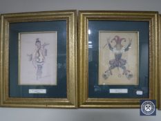 Twelve gilt framed signed limited edition prints - The Original Designs of the Bolshoi Nutcracker