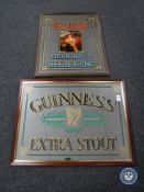Two framed pub advertising mirrors,
