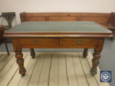 A late Victorian mahogany two-drawer library table,