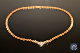 Fine quality 18ct necklace set with round baguette and marquise diamonds, approximately 1.8ct.