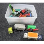A box of mid 20th century and later play-worn die cast vehicles including Corgi,