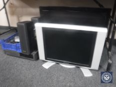 A Polaroid TV together with a Wharfedale TV, Toshiba VCR,