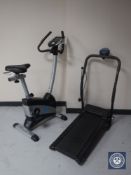 A Body Fit electric treadmill and a York fitness exercise bike