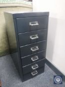 A metal six drawer index chest