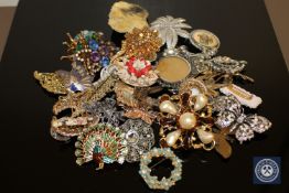 A good collection of approximately 30 costume brooches (Q)