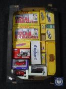 A box containing boxed die cast vehicles including Eddie Stobart, Greatest Showman, Oxford etc,