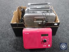 A box containing three digital radios