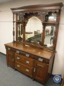 A late Victorian mahogany mirror-backed sideboard,