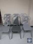 Six painted metal cafe chairs