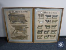 Two framed French agricultural posters