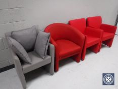 Four assorted reception armchairs