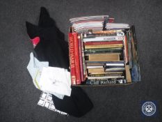 Two boxes containing assorted books including World War, reference, theatre programmes,