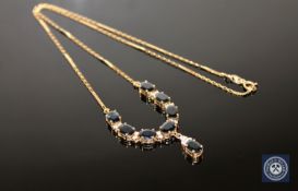 A 14ct gold sapphire necklace,