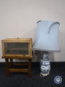 A china table lamp with shade,