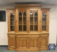 ***** Lot Withdrawn from Auction - An impressive heavily carved pine Gothic style break fronted