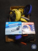 Two boxes of silver line paint sprayer, car polisher, angle grinder,