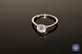 A 9ct white gold CZ solitaire ring, size R CONDITION REPORT: 2.