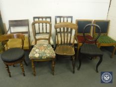 Nine assorted continental dining chairs