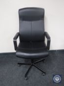 ***** Lot Withdrawn from Auction - A contemporary black leather high backed swivel office armchair