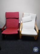 Two Ikea relaxer armchairs