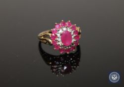 A 9ct gold synthetic ruby ring,