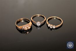 Three gold stone-set rings CONDITION REPORT: 5.