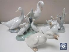 Six Nao figures of ducks and ducklings