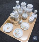 A tray of fourteen pieces of Aynsley cottage garden and Wild Tudor china