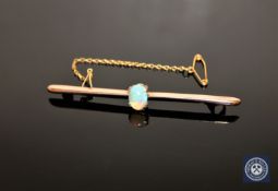 A 9ct gold opal bar brooch