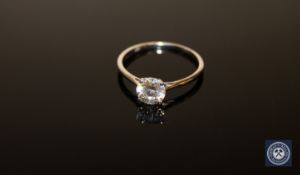 A 9ct white gold CZ solitaire ring, size S/T CONDITION REPORT: 1.