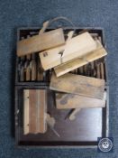 A joiner's tool box and large quantity of wood working planes