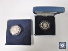 Two 1995 silver proof coins,