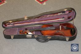 A nineteenth century violin, one-piece back construction, length 14",