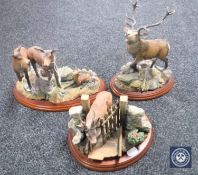 Three Border Fine Arts figures; Red Stag, Unwelcome Guest and Red Hind,